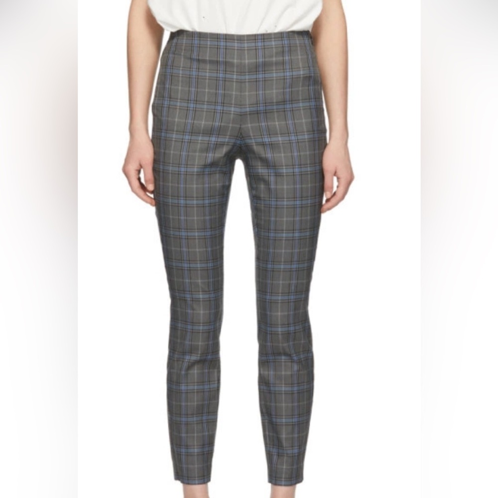 rag & bone Blue & Gray Plaid Tailored Pants Size 2 | Ankle Cigarette Fit